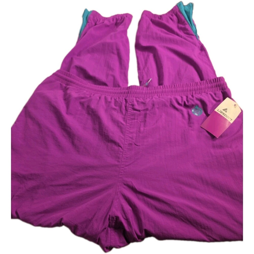 VTG 90s Lizsport Nylon Windbreaker Track Pants Size L NWT Purple Teal Retro